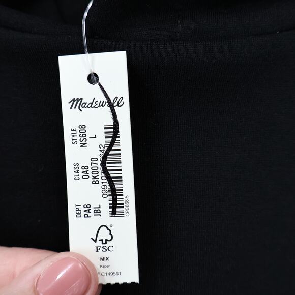 NWT Madewell Ponte Relaxed Fit Stretch Hoodie Sweatshirt Jet Black Size Large - Picture 9 of 9